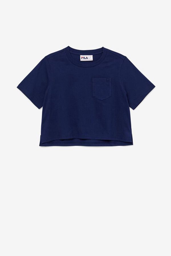 Fila Blenda Crop Women's Tee - Navy,NZ 498-50491